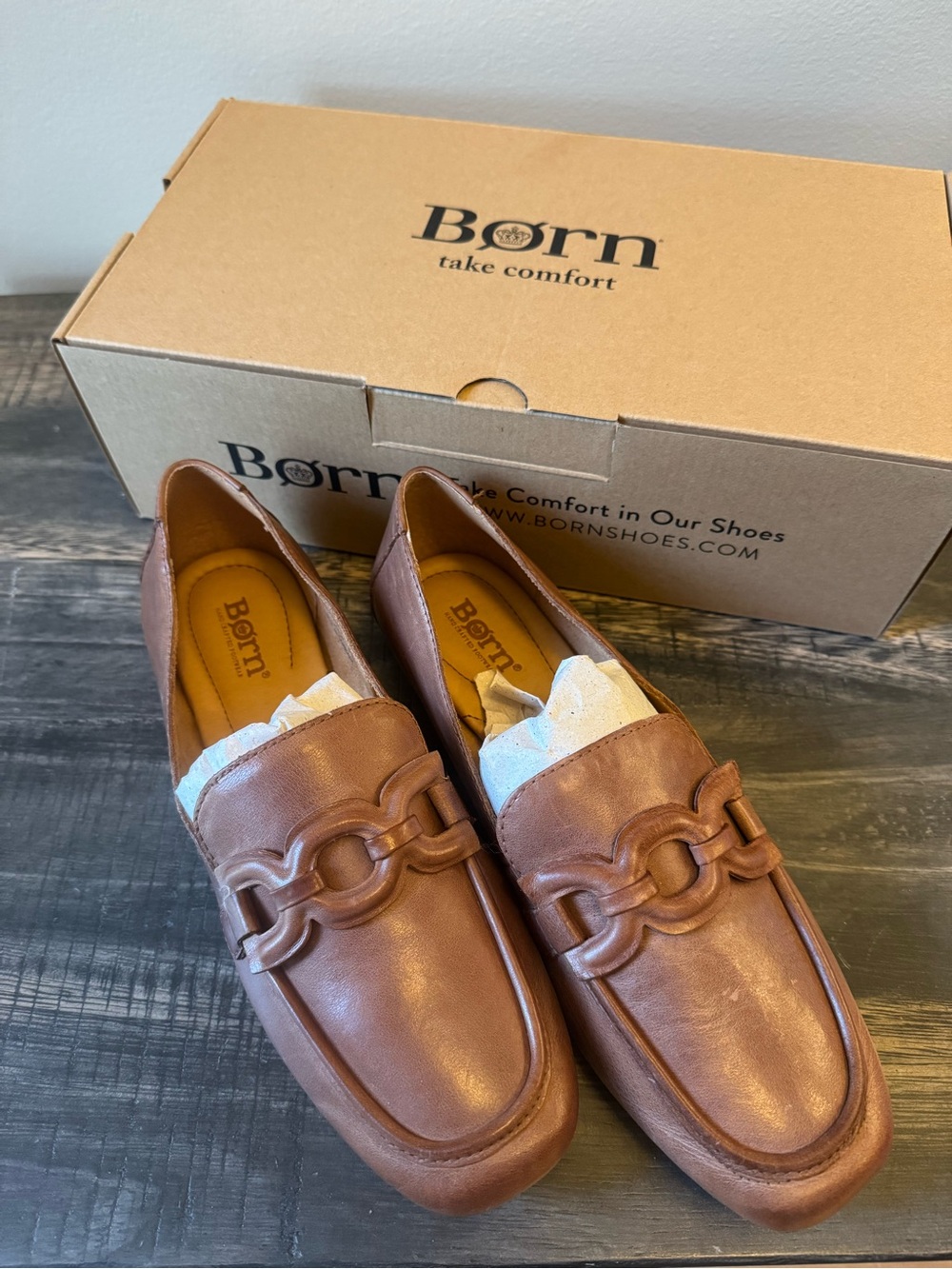 Born Belmont Brown Leather Loafers Women’s Size 8.5